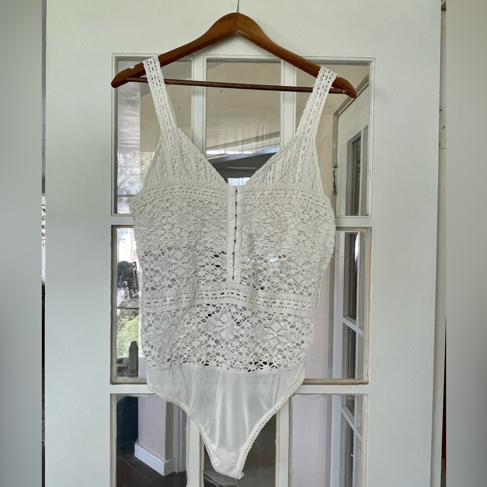 Free People White Lace Bodysuit
